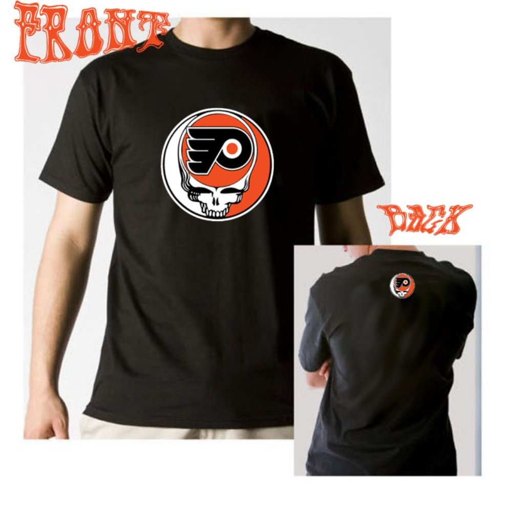 Philadelphia Flyers Grateful Dead Stealie Tee Shirt NWT Black Hockey Graphic - Picture 3 of 3
